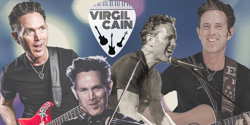 VirgilCain Collage of photos of Virgil Cain playing guitar and violin.